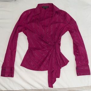 Express women’s tie front long sleeve button up